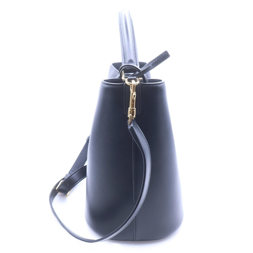 CELINE(セリーヌ) バケット ルイーズ ミディアム トリオンフ レザー 2WAY ハンド ショルダーバッグ ゴールド金具 ブラック レディース