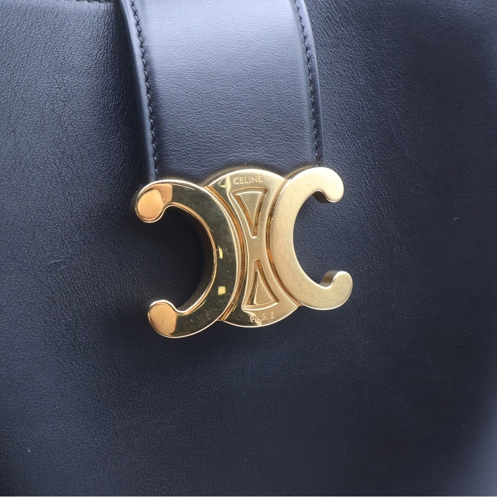 CELINE(セリーヌ) バケット ルイーズ ミディアム トリオンフ レザー 2WAY ハンド ショルダーバッグ ゴールド金具 ブラック レディース