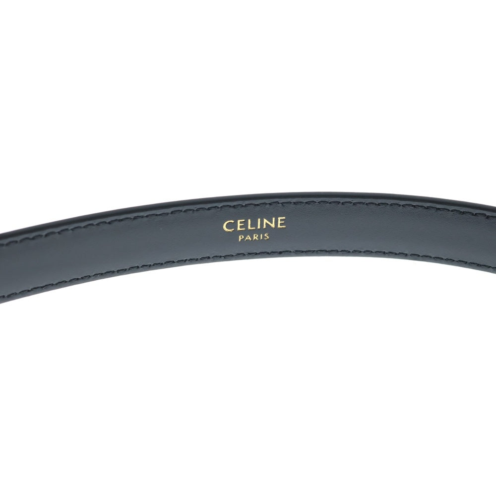 CELINE(セリーヌ) トリオンフ バックル レザー ナローベルト ゴールド金具 ブラック F-NE-2294 レディース