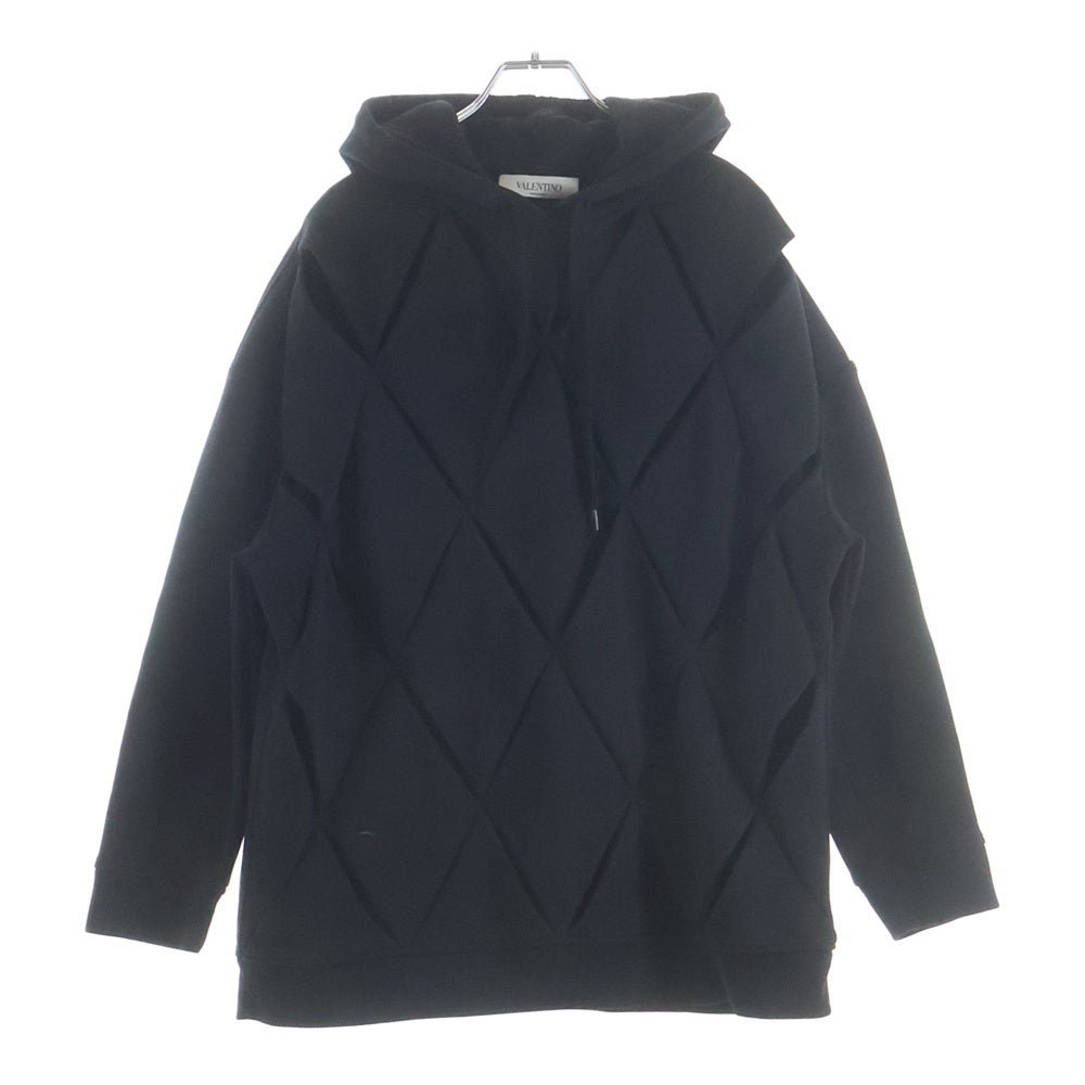 VALENTINO(ヴァレンティノ) アーガイル カットアウト フーディ プルオーバー パーカー ブラック WB0MF13D6QM
