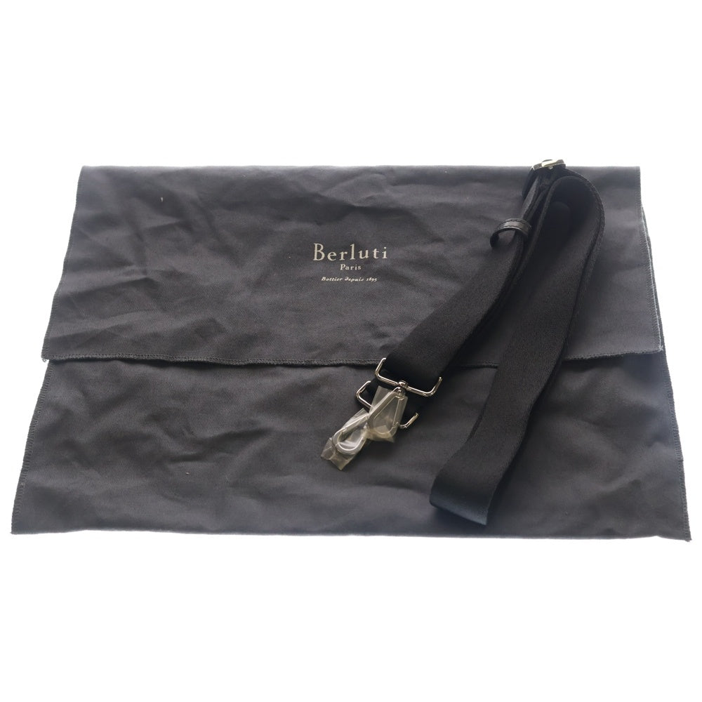 Berluti(ベルルッティ) アンジュール カリグラフィー スクリットレザー ブリーフケース ビジネスバッグ シルバー金具 ブラウン レディース