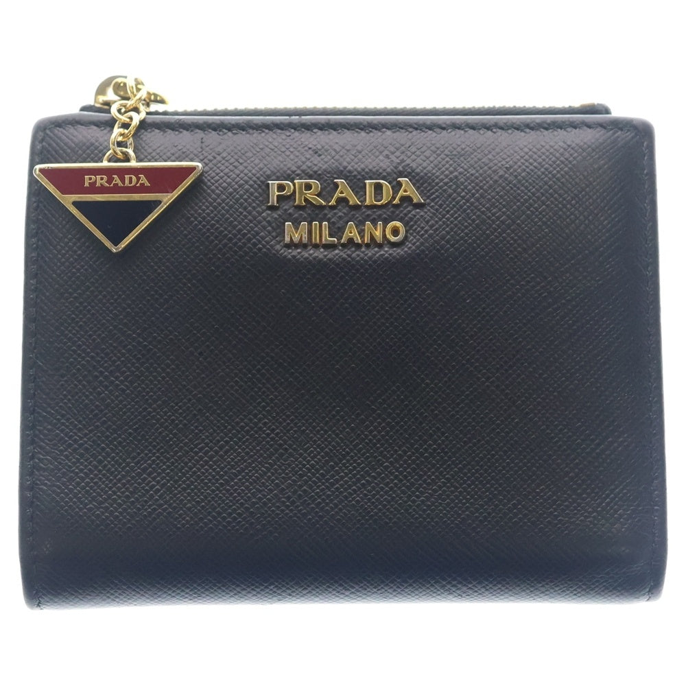 PRADA(プラダ) サフィアーノ 二つ折り財布 ブラック レザー レディース