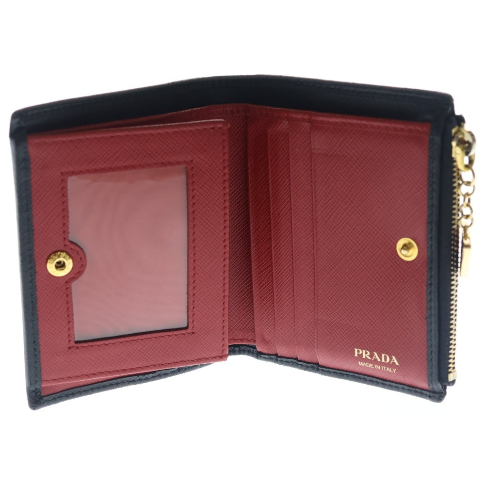 PRADA(プラダ) サフィアーノ 二つ折り財布 ブラック レザー レディース