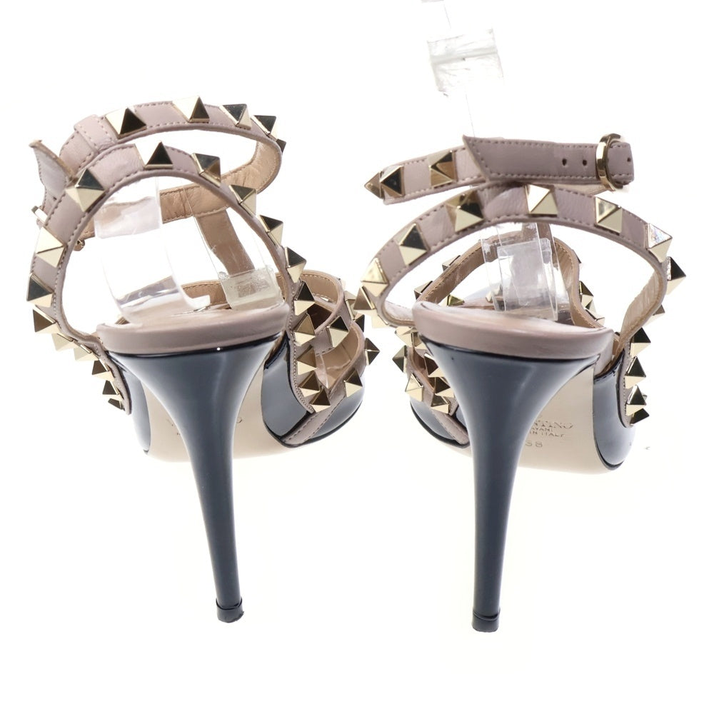 VALENTINO(ヴァレンティノ) ロックスタッズ レザー ストラップ ヒールパンプス シューズ ピンクベージュ レディース