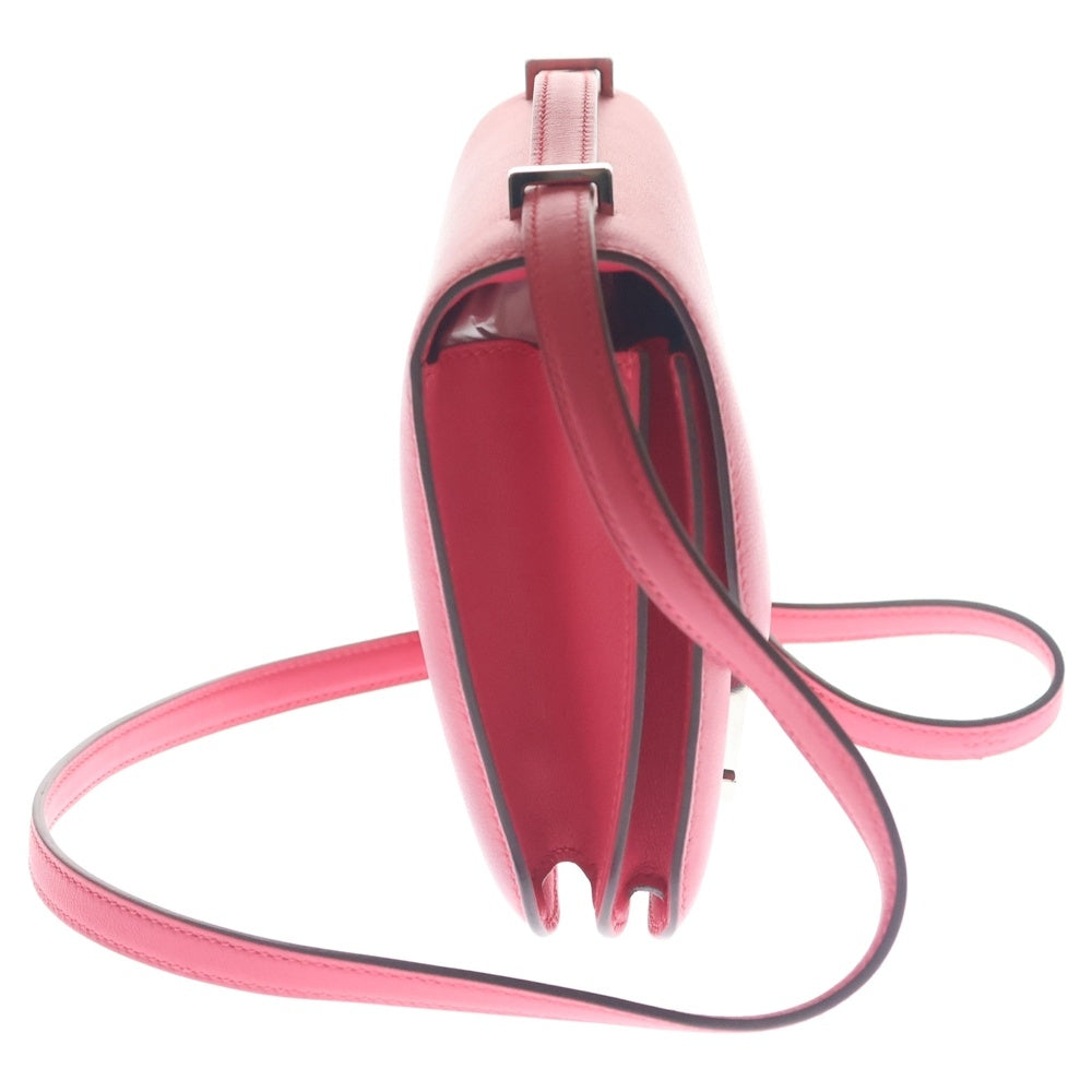 HERMES(エルメス) コンスタンスミニ Hロゴ ボックスカーフ レザー ショルダーバッグ シルバー金具 ピンク C刻印 レディース