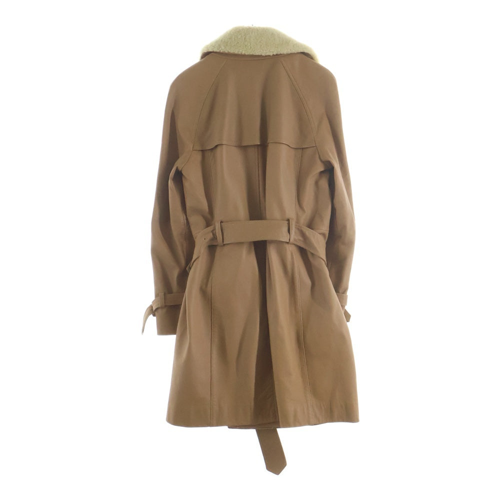 COACH(コーチ) デタッチャブル ボアカラー レザー ダブルブレスト トレンチコート ベージュ 55104 レディース