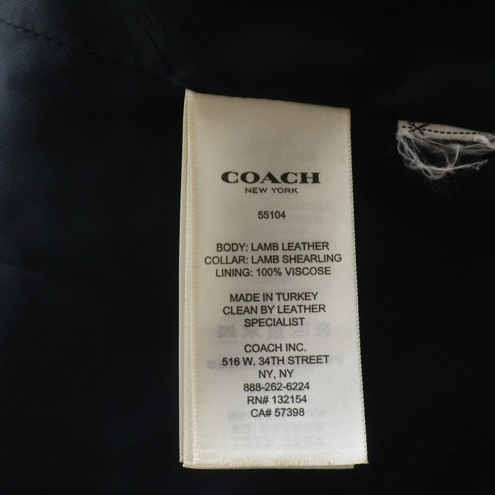 COACH(コーチ) デタッチャブル ボアカラー レザー ダブルブレスト トレンチコート ベージュ 55104 レディース