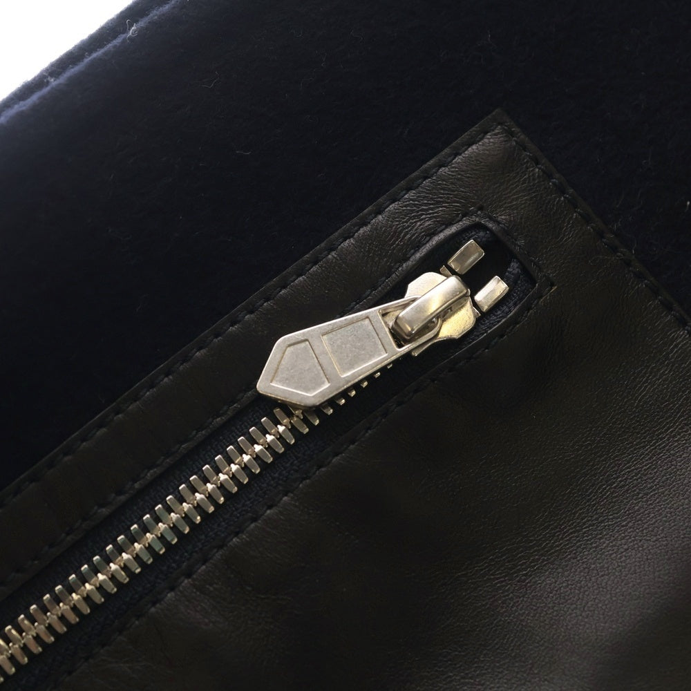 HERMES(エルメス) Out of Pocket アウトオブポケット レザーパッチ カシミヤ マフラー ストール ネイビー レディース