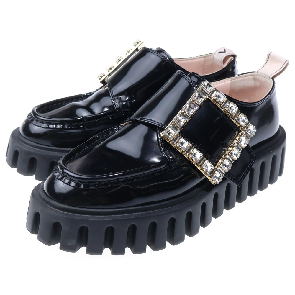 Roger Vivier(ロジェヴィヴィエ) ヴィヴ ゴーシック ビジュー装飾 バックル ローカットシューズ ローファー ブラック レディース