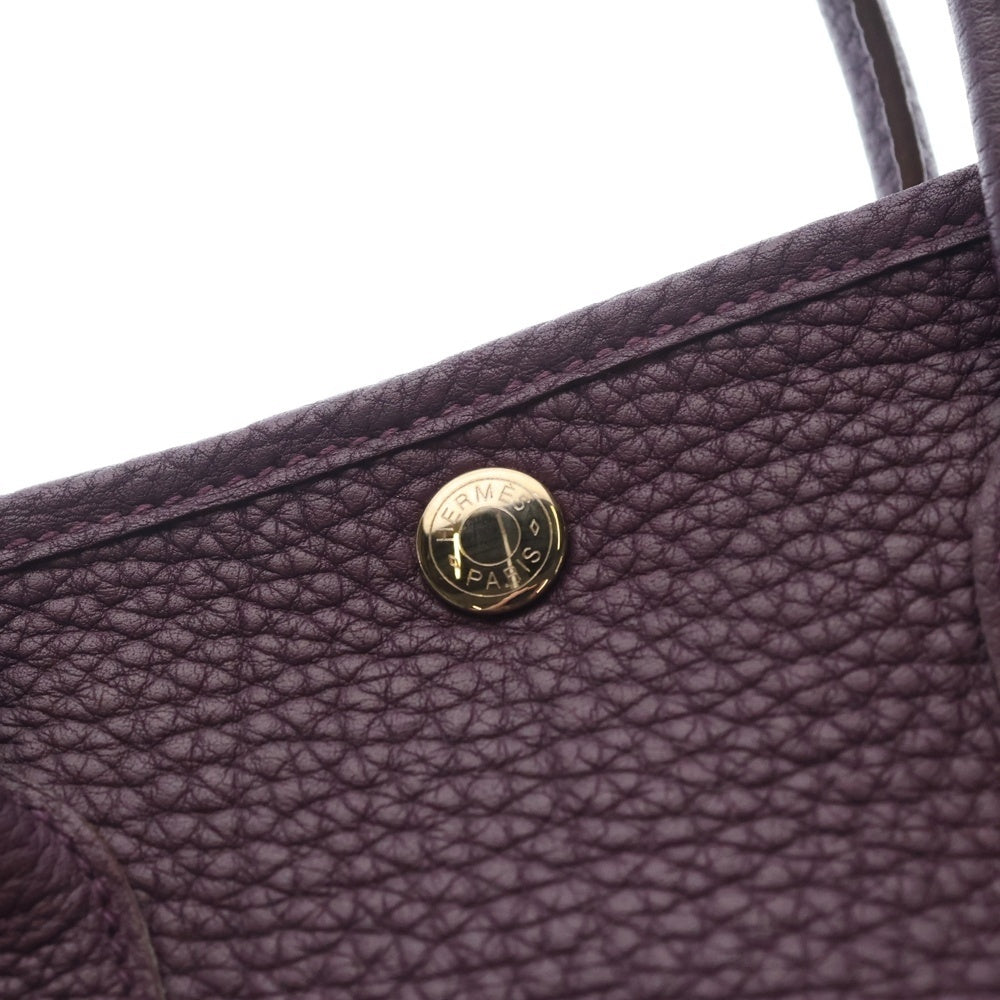 HERMES(エルメス) ガーデンパーティ TPM ネゴンダ レザン トートバッグ ハンドバッグ パープル レザー □P刻印 シルバー金具 レディース