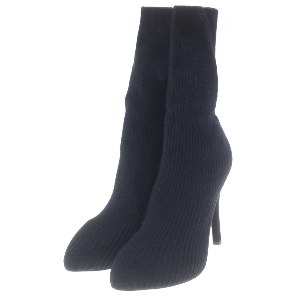 DOLCE & GABBANA(ドルチェアンドガッバーナ) リブニットソックスヒールブーツ ブラック #38 レディース