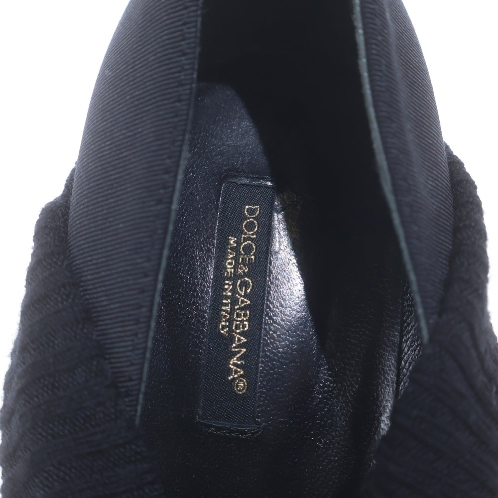 DOLCE & GABBANA(ドルチェアンドガッバーナ) リブニットソックスヒールブーツ ブラック #38 レディース