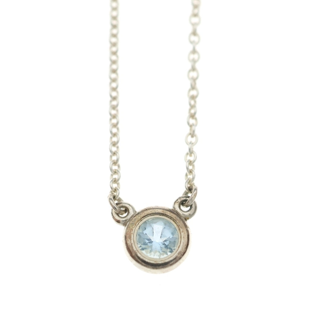 TIFFANY & Co.(ティファニー) バイザヤード アクアマリン ネックレス ペンダント チェーン シルバー×ライトブルー SV925 1.9g レディース