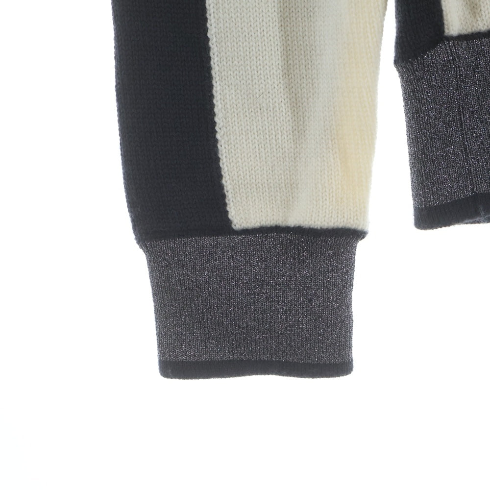 MONCLER(モンクレール) 19AW ロゴジャガード クルーネック プルオーバー 長袖 ニット セーター ホワイト/ブラック E29549053705 A9021 レディース