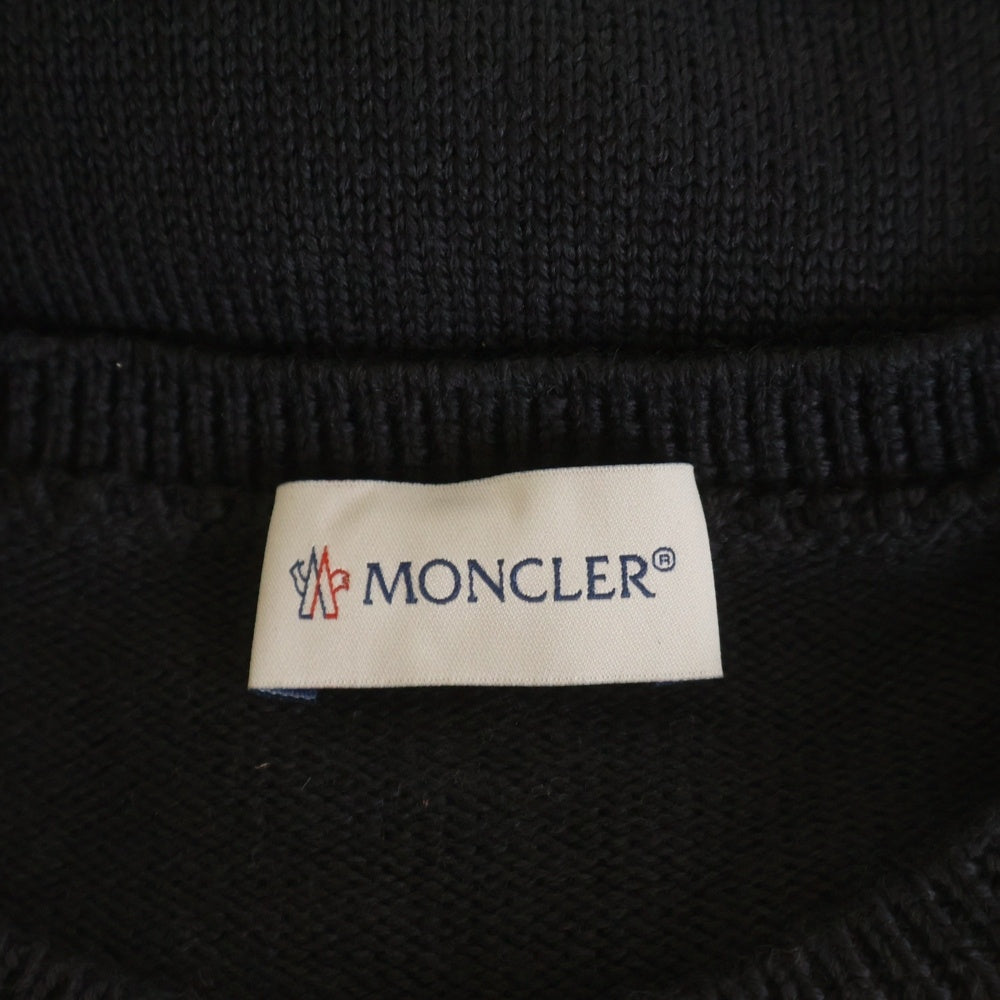 MONCLER(モンクレール) 19AW ロゴジャガード クルーネック プルオーバー 長袖 ニット セーター ホワイト/ブラック E29549053705 A9021 レディース