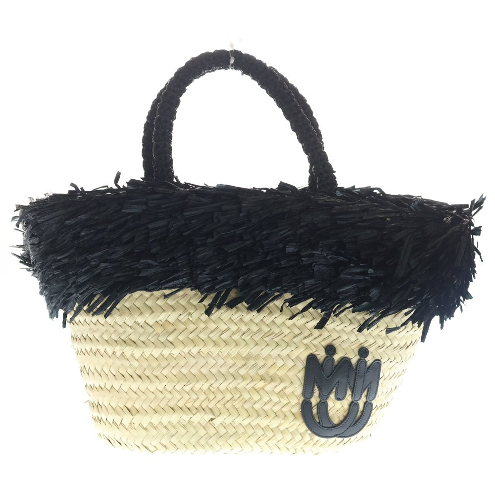 miumiu(ミュウミュウ) パルミット かごバッグ ハンドバッグ ナチュラル×ブラウン レディース