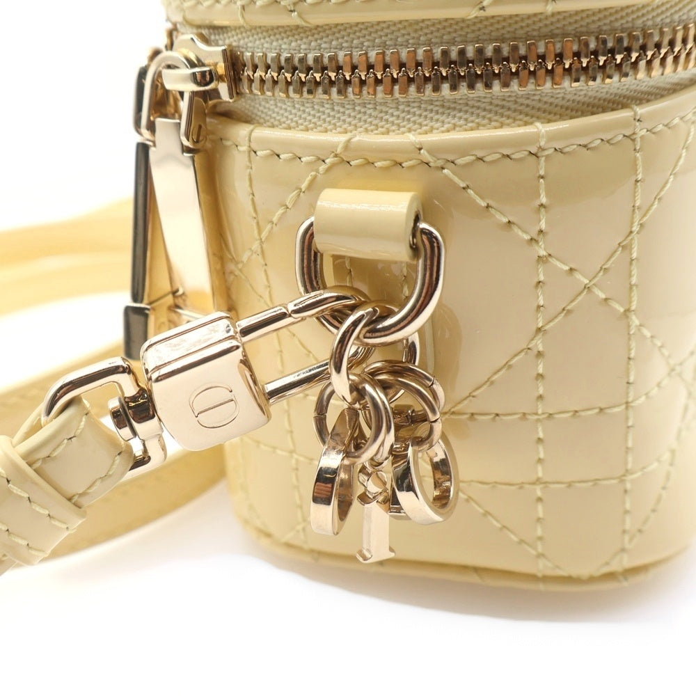 Christian Dior(クリスチャンディオール) レディディオール カナージュ マイクロ バニティバッグ イエロー パテントレザー ショルダーバッグ レディース
