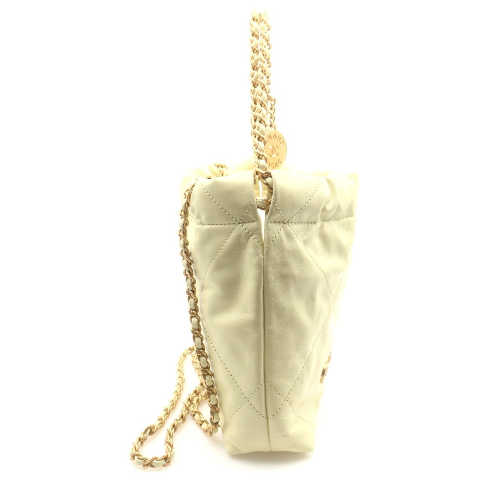 CHANEL(シャネル) シャネル22 ミニ ショルダーバッグ イエロー ラムスキン ゴールド金具 レディース