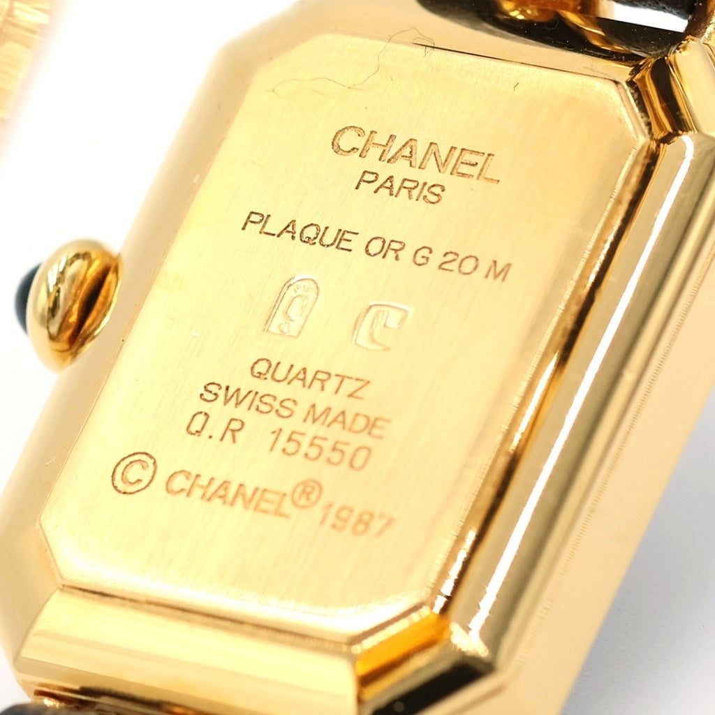 CHANEL(シャネル) プルミエール M GP×革/QZ ゴールドプレート クオーツ クォーツ 腕時計 H0001 黒文字盤レディース