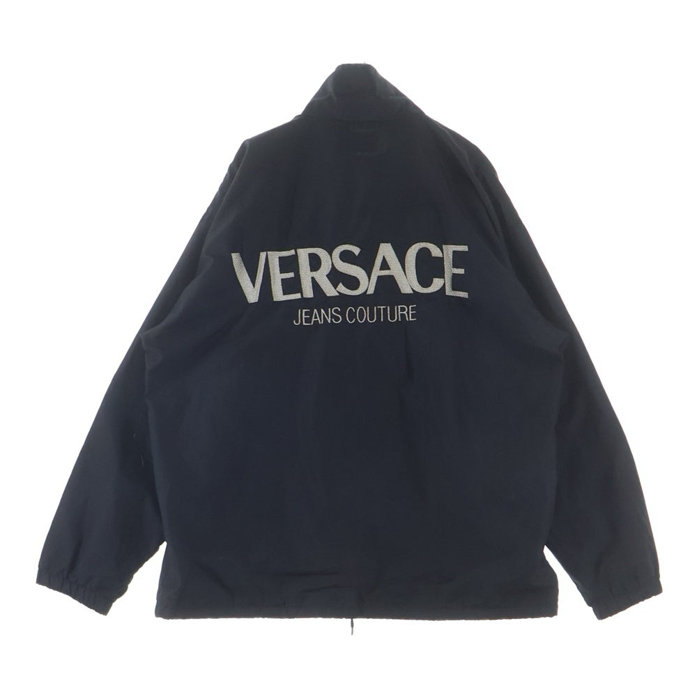 VERSACE JEANS COUTURE(ヴェルサーチジーンズクチュール) 90S バックロゴ ナイロンジャケット ブラック