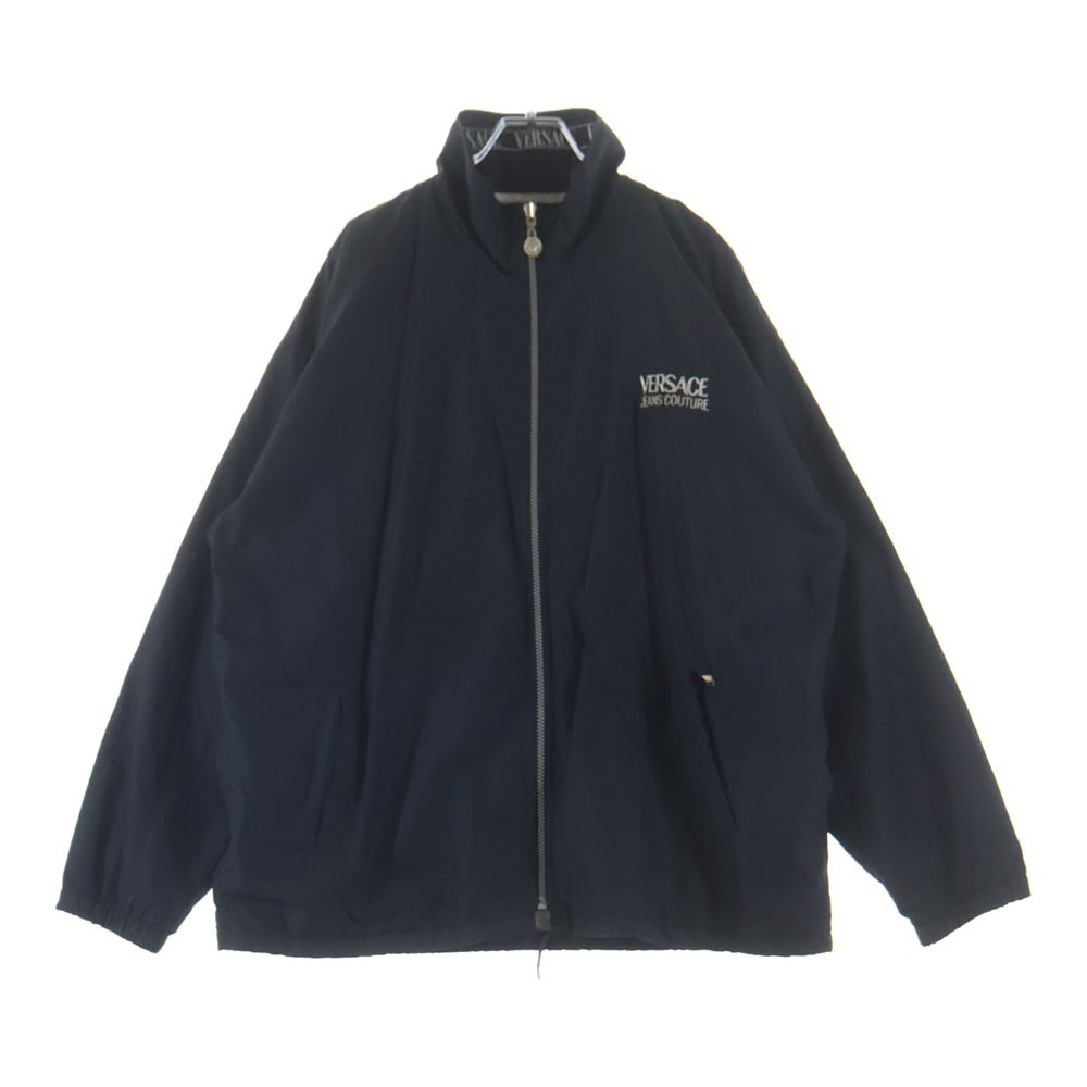 VERSACE JEANS COUTURE(ヴェルサーチジーンズクチュール) 90S バックロゴ ナイロンジャケット ブラック