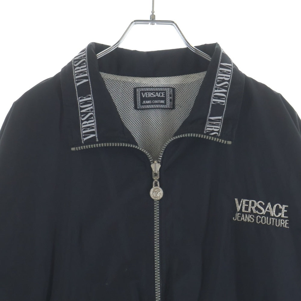 VERSACE JEANS COUTURE(ヴェルサーチジーンズクチュール) 90S バックロゴ ナイロンジャケット ブラック