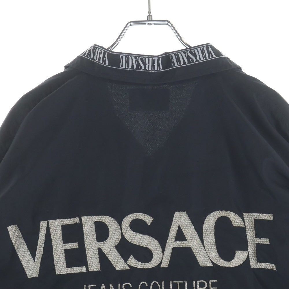 VERSACE JEANS COUTURE(ヴェルサーチジーンズクチュール) 90S バックロゴ ナイロンジャケット ブラック