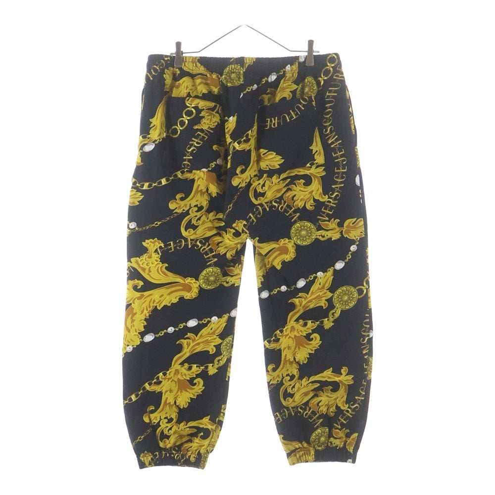 VERSACE JEANS COUTURE(ヴェルサーチジーンズクチュール) Chain Couture Trackpants チェーン柄 スウェットパンツ ブラック 75GCA315