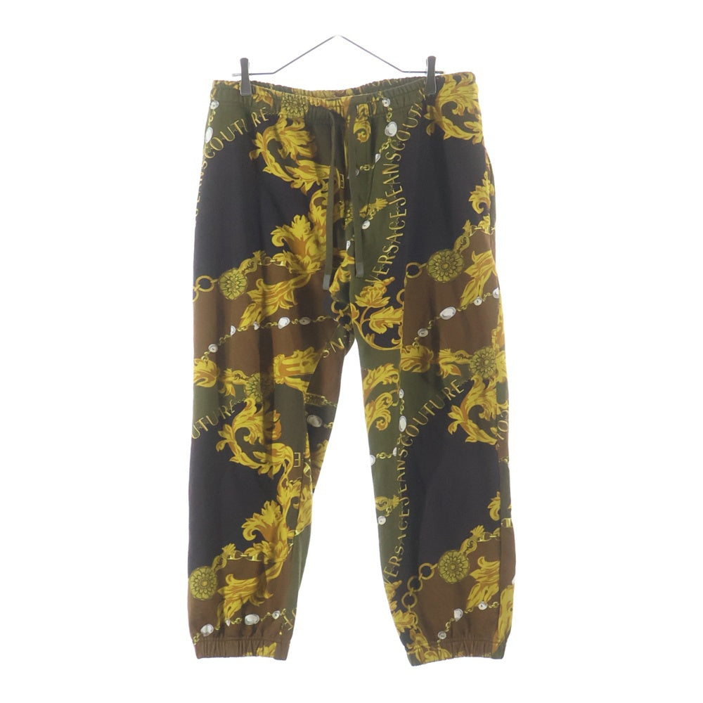 VERSACE JEANS COUTURE(ヴェルサーチジーンズクチュール) Chain Couture Trackpants チェーン柄 スウェットパンツ スウェットパンツ カーキ 75GCA315