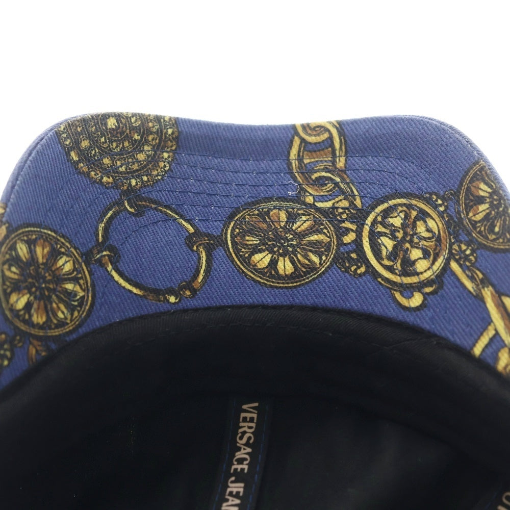 VERSACE JEANS COUTURE(ヴェルサーチジーンズクチュール) Baroque Print Baseball Cap バロックプリント キャップ ブルー 71YAZK18