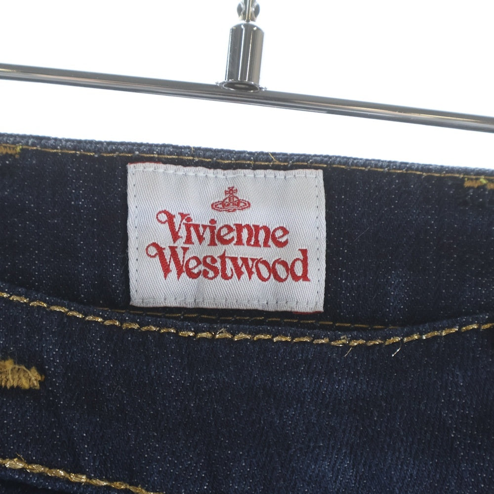 Vivienne Westwood(ヴィヴィアンウエストウッド) オーブ ロゴ刺繍 デニムパンツ ネイビー レディース