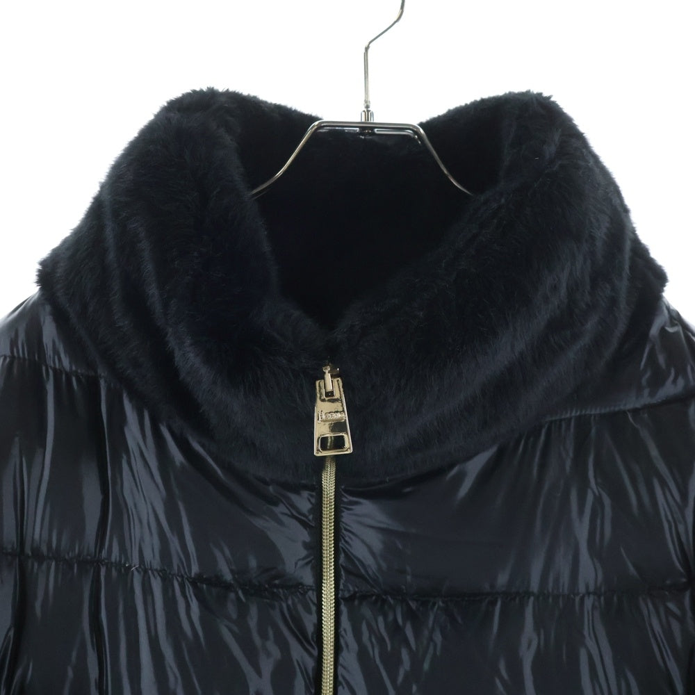HERNO(ヘルノ) NYLON ULTRALIGHT & LADY CAPE エコファー ダウンジャケット ブラック PI1123D 12017 9300 レディース