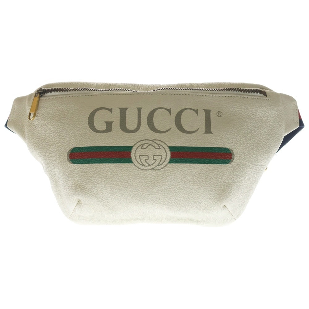 GUCCI(グッチ) ボディバッグ ウエストバッグ ショルダーバッグ ホワイト レザー ゴールド金具
