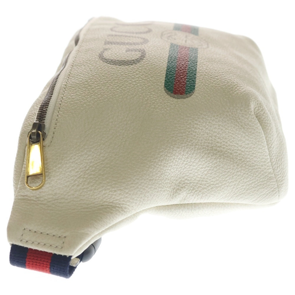 GUCCI(グッチ) ボディバッグ ウエストバッグ ショルダーバッグ ホワイト レザー ゴールド金具