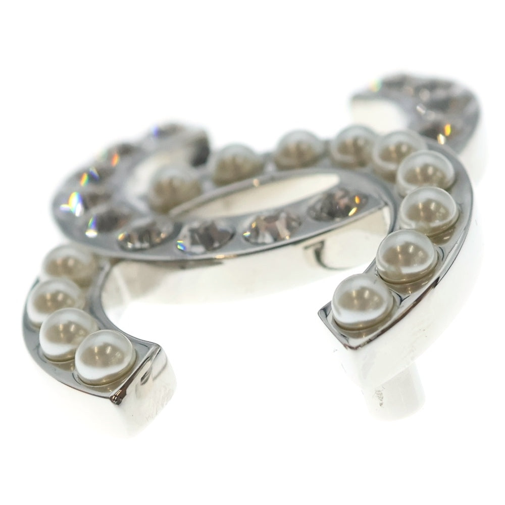 CHANEL(シャネル) ココマーク フェイクパール ラインストーン パール ブローチ ピンバッジ シルバー B25B レディース