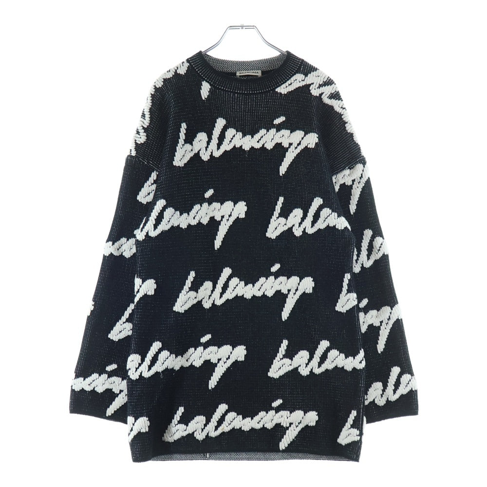 BALENCIAGA(バレンシアガ) 20AW クルーネック 3D スクリブルニットセーター ブラック 628730