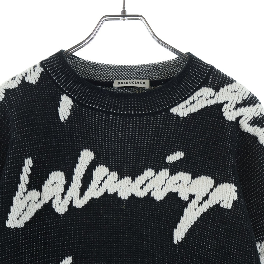 BALENCIAGA(バレンシアガ) 20AW クルーネック 3D スクリブルニットセーター ブラック 628730