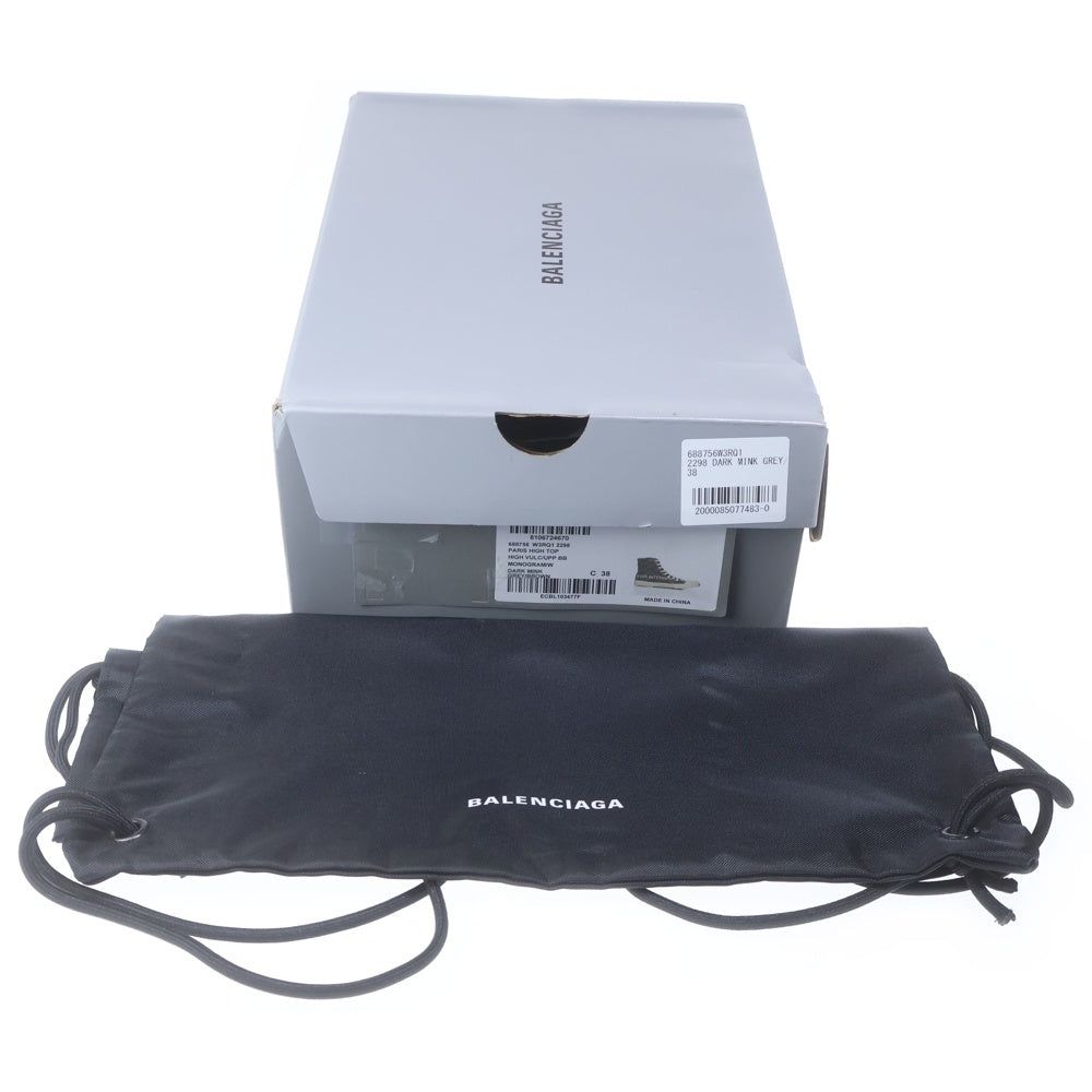 BALENCIAGA(バレンシアガ) PARIS BBモノグラム ハイカットスニーカー ブラウン キャンバス #38 688756 レディース