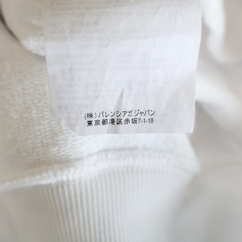 BALENCIAGA(バレンシアガ) ロゴフードプリント ルオーバーパーカー ホワイト コットン #L 528351