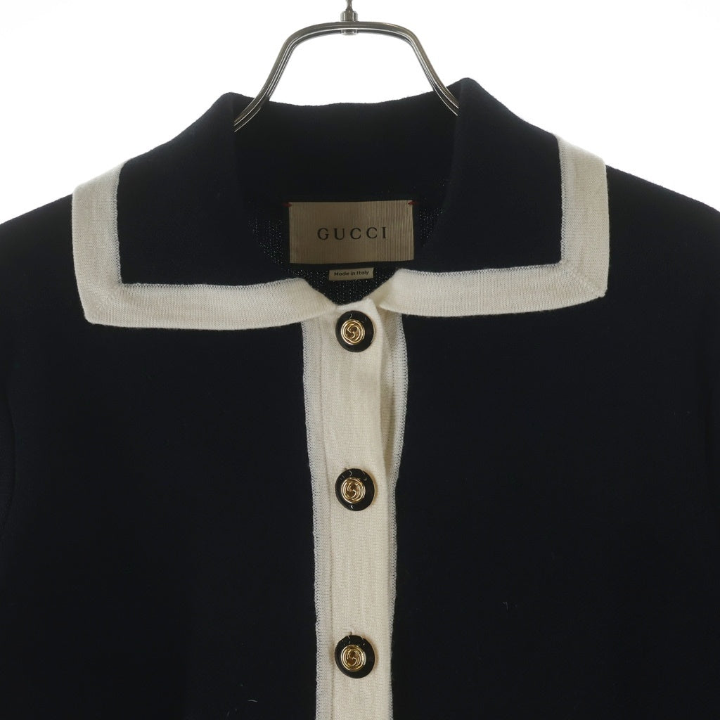 GUCCI(グッチ) GGピケ ニットワンピース ブラック×アイボリー #S 681306 レディース