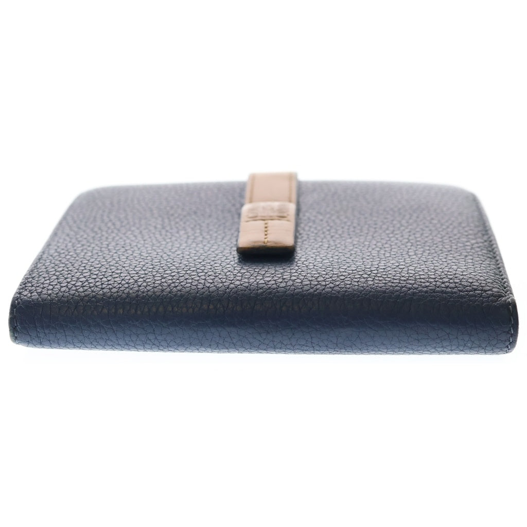 LOEWE(ロエベ) バーティカル コンパクトウォレット 二つ折り財布 コインケース ブルー×ブラウン×レッド レザー シルバー金具