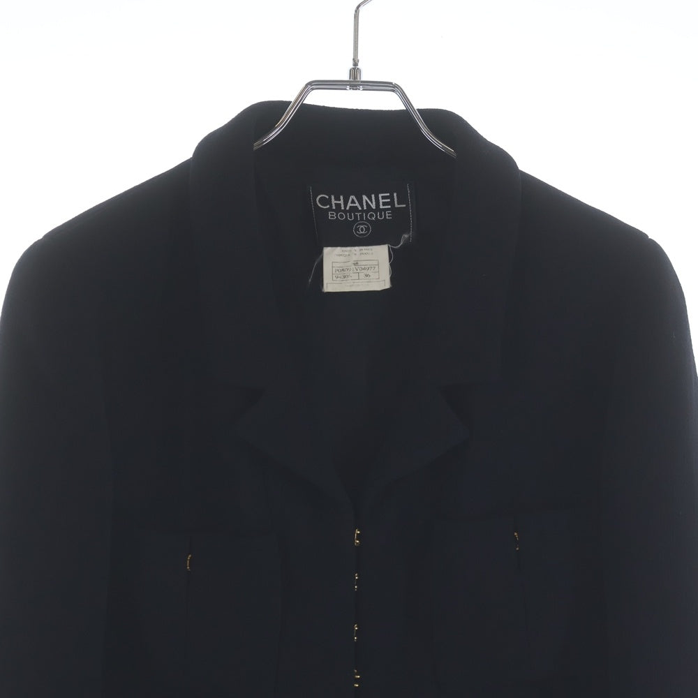 CHANEL BOUTIQUE(シャネルブティック) 96AW ココマークボタン フロントフック ウール テーラードジャケット ブラック レディース P08091V04977