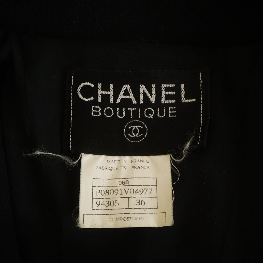 CHANEL BOUTIQUE(シャネルブティック) 96AW ココマークボタン フロントフック ウール テーラードジャケット ブラック レディース P08091V04977