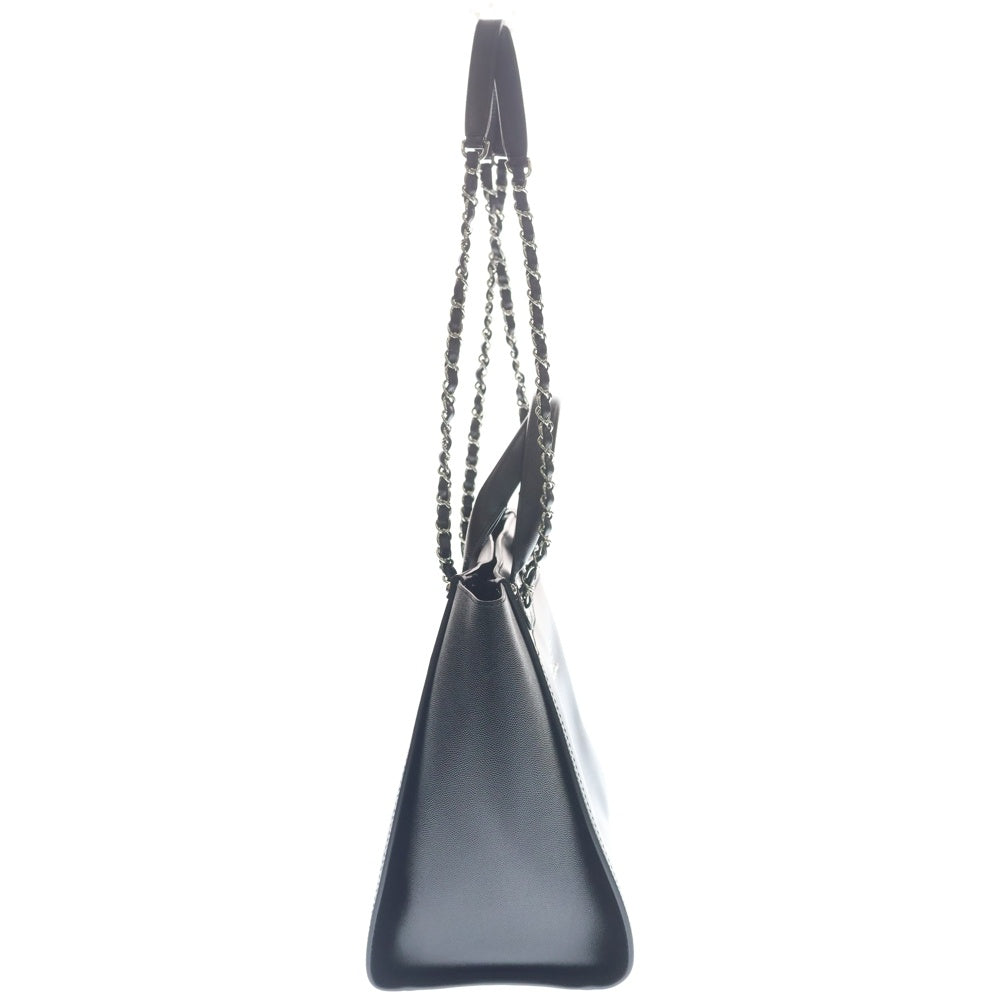 CHANEL(シャネル) ドーヴィルMM スタッズ ハンドバッグ トートバッグ ブラック キャビアスキン A57067 シルバー金具 レディース