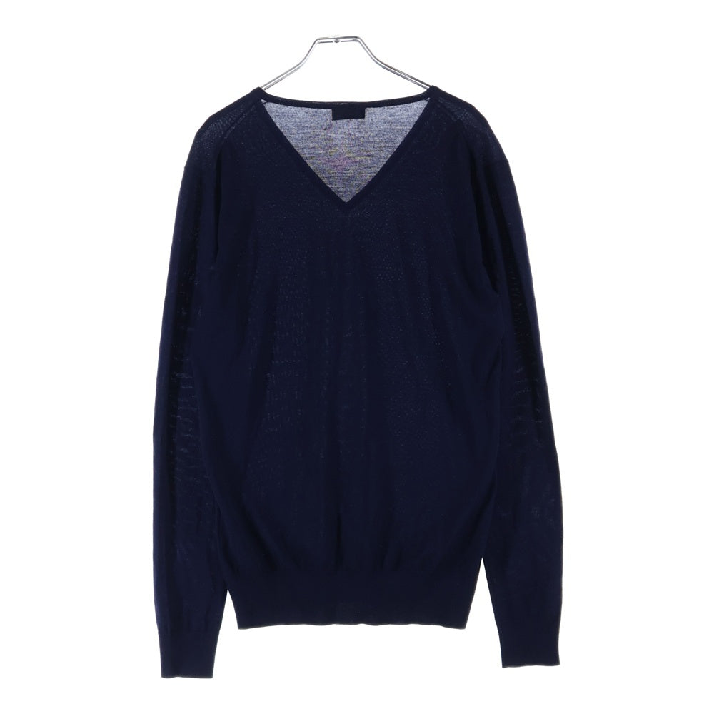 Dior HOMME(ディオールオム) 08SS Bee刺繍 Vネック クルーネックニット セーター ネイビー 8E3460500017