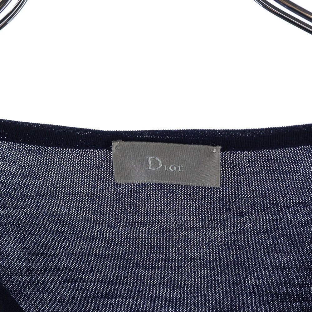 Dior HOMME(ディオールオム) 08SS Bee刺繍 Vネック クルーネックニット セーター ネイビー 8E3460500017