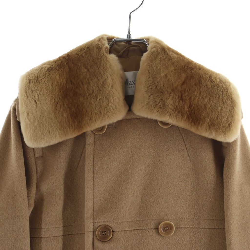 Max Mara(マックスマーラ) ファー襟 中綿ライナー付き キャメル ダブルブレスト チェスターコート ベージュ 10360573 レディース