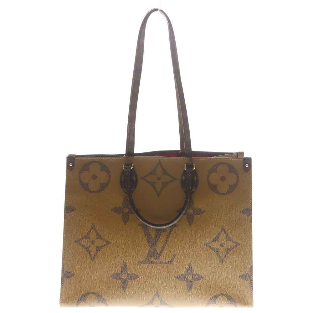 LOUIS VUITTON(ルイヴィトン) オンザゴーGM モノグラムリバース PVC ショルダー トートバッグ ゴールド金具 ブラウン M44576 レディース