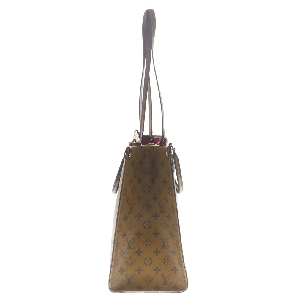 LOUIS VUITTON(ルイヴィトン) オンザゴーGM モノグラムリバース PVC ショルダー トートバッグ ゴールド金具 ブラウン M44576 レディース