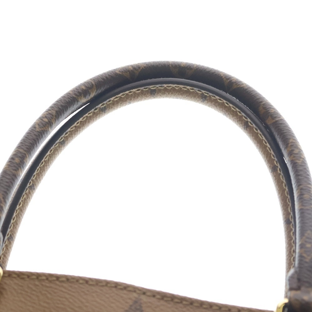 LOUIS VUITTON(ルイヴィトン) オンザゴーGM モノグラムリバース PVC ショルダー トートバッグ ゴールド金具 ブラウン M44576 レディース